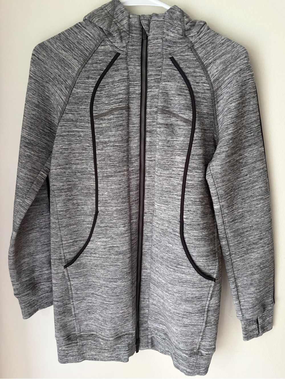 57. Size 2 LULULEMON Grey Heathered Long For It Jacket